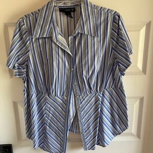Venezia Blue and White Vertical Stripe Shirt